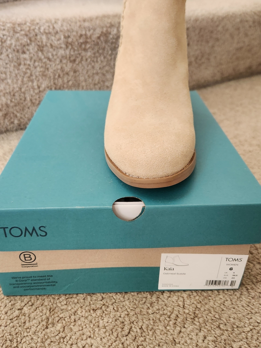 TOMS Kaia Ankle Boot in Light Tan Suede